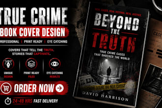 create a professional romance, thriller and true crime book cover, mystery