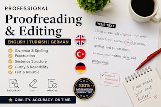 proofread and edit your english, turkish or german text