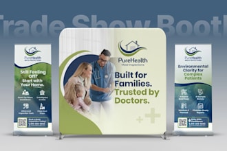 design eye catching trade show booth, backdrops, banners