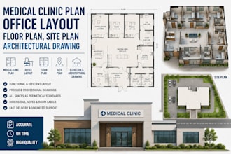 medical clinic plan, office layout, floor plan, site plan, architectural drawing