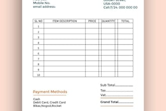 design a professional invoice for your business, company