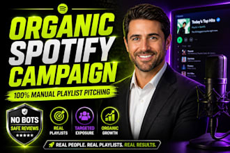 do organic spotify music campaign and manual playlist pitching