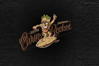 design retro electric skateboard carve rocket logo