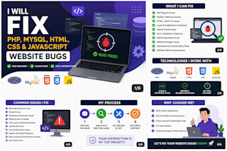 fix PHP mysql HTML CSS and javascript website bugs