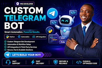 develop a telegram chatbot with automation, API integration and ai