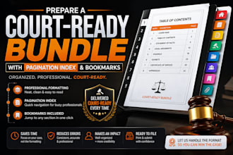 prepare a court ready bundle with pagination, index, and bookmarks