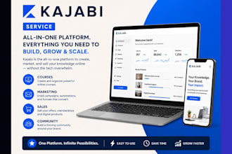 design kajabi website and landing page with sales funnel for course launch