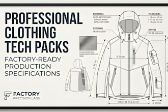 be clothing tech pack designer, fashion tech pack apparel production