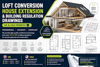 create loft conversion plans, house extension and building regulation drawings