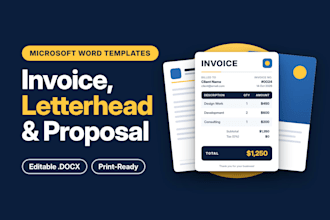 create editable microsoft word letterhead, invoice and proposal templates