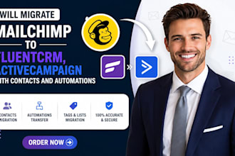 migrate mailchimp to fluentcrm, activecampaign with contacts and automations