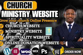 design a modern church website, ministry, nonprofit website with donation