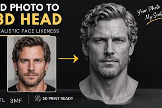 sculpt realistic head model 2d photo to 3d face likeness stl 3mf for printing