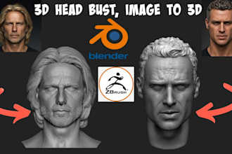 sculpt realistic head model 2d photo to 3d face likeness stl 3mf for printing