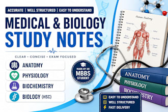 write anatomy, physiology, biochemistry and biology study notes