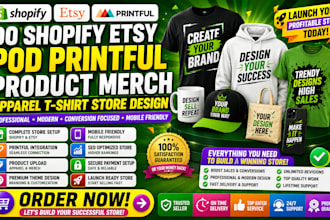 do shopify etsy pod printful product christian merch apparel tshirt store design