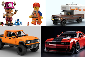 design 3d lego moc, lego car, lego house, technic bike with bricklink studio