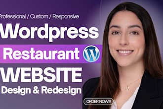 design wordpress restaurant website, food cafe online ordering, food delivery