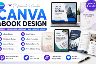 canva ebook design, canva workbook, ebook formatting,booklet,journal,lead magnet