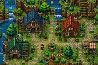 create 8bit 16bit pixel art background tileset tilemap 2d top down game assets