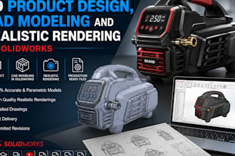 create 3d product design, cad modeling and realistic rendering in solidworks