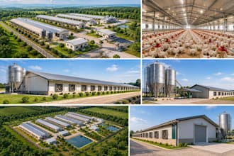 design 3d poultry farm, chicken house, broiler and layer farm layout