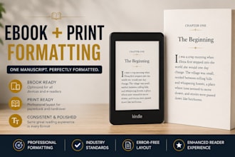 format your book for kindle KDP print, and ebook