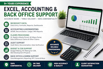 do microsoft excel work, data entry, reporting, etc