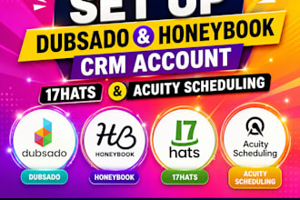 setup honeybook, 17hats, bonsai, basecamp, acuity scheduling CRM