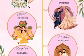 design a custom  wedding invitation timeline