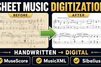 digitize your printed, handwritten sheet music to musescore, musicxml, sibelius