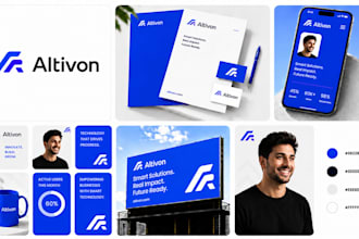 design a modern logo, branding kit with brand identity