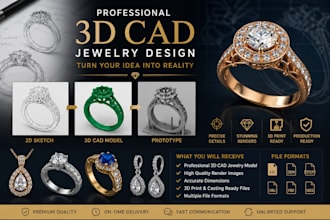 create realistic 3d cad ring, pendant, and jewelry designs