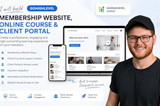 build gohighlevel membership website, online course and client portal