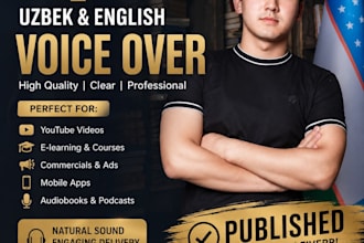 native uzbek voise , english , uzbek audio