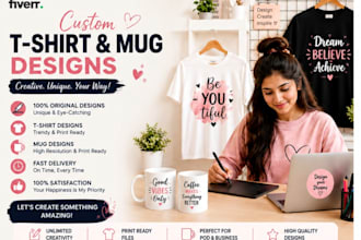design custom t shirt and mug design with your logo and text