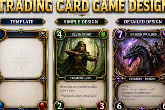 design custom trading card game tcg ccg card template and frame playing card