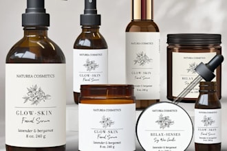 design minimalist cosmetic skincare brand, skincare label, cosmetic label design