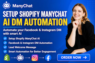 setup shopify manychat ai facebook instagram dm automation,lead welcome message