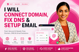 connect domain, fix dns, setup email