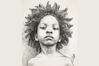 create a realistic hand drawn portrait from your photo