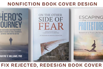 design, fix nonfiction book cover for memoir, self help, business, finance