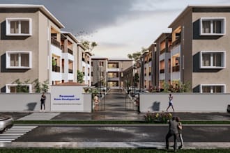 develop luxury gated community,estate property,housing external render,site plan