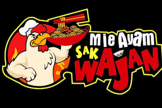 create modern style japanese food mascot logo design service