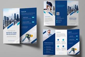 design business brochure for project portfolios, handy man or roofing businesses