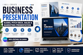 create business presentation slides, canva pitch deck, sales and marketing