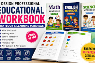 design educational workbook,textbook,learning materials,create kids workbook