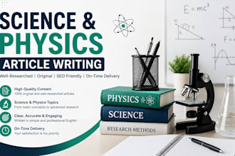 write science and physics articles in english
