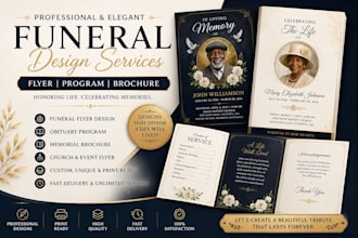 funeral brochure design funeral flyer, obituary program, memorial brochure