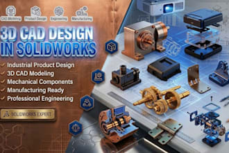 do 3d cad design, industrial product design and cad modeling in solidworks
